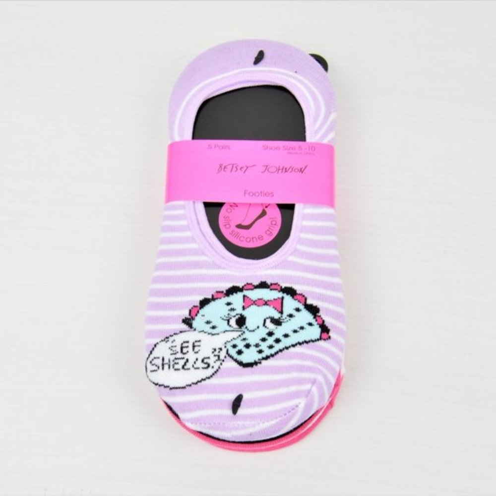 NWT Betsey Johnson 5pk Seashells Footies/Socks - Picture 3 of 4